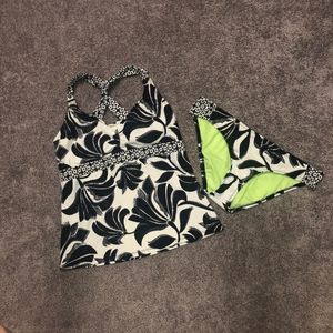 Black and White Two Piece Tankini.